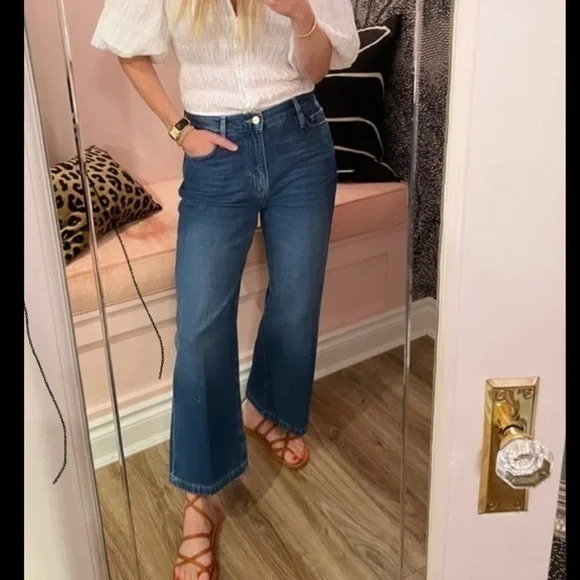 Frame denim Ali wide crop with raw hemline - Picture 1 of 6